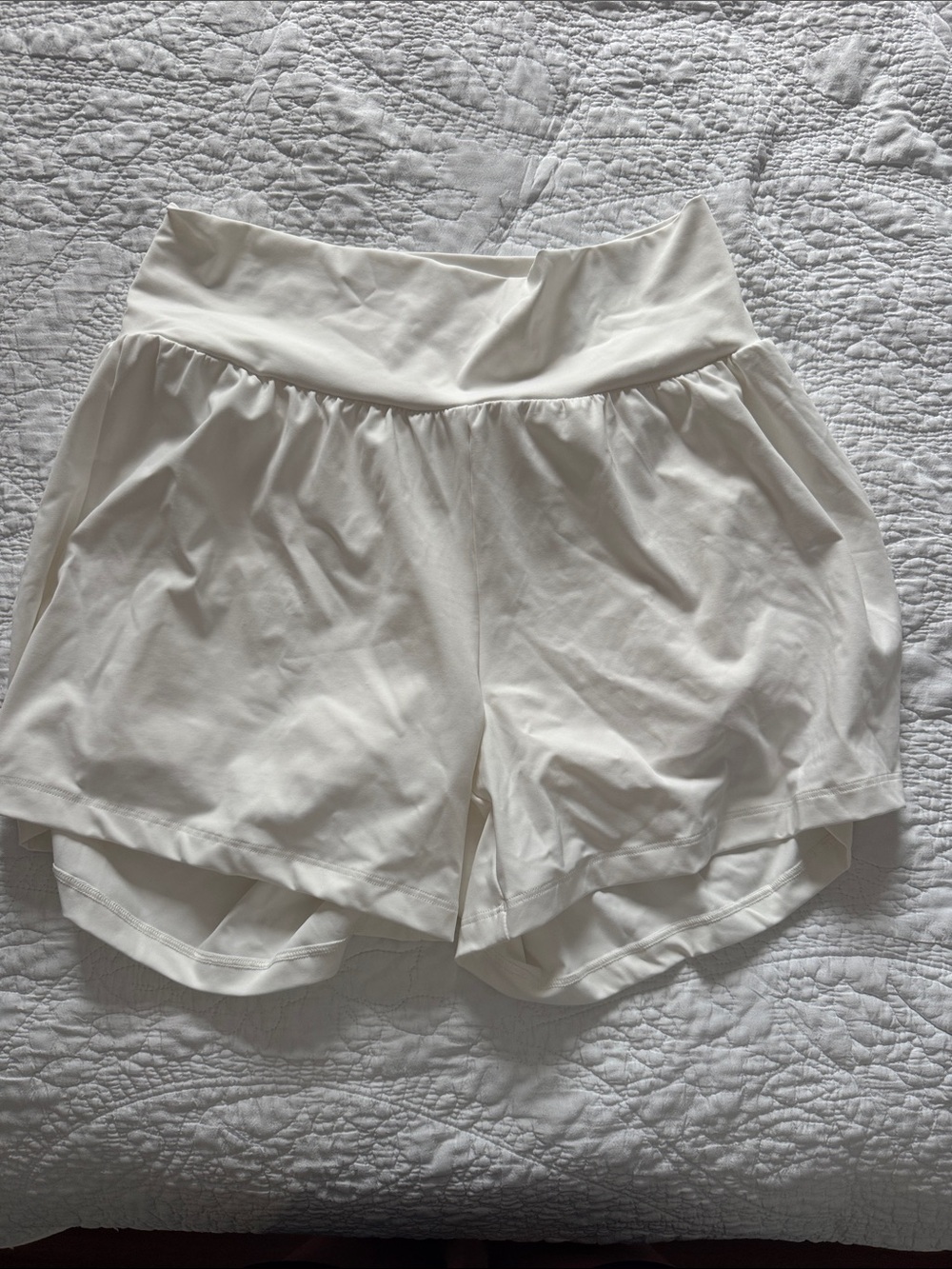 HALARA White Layered High-Rise Athletic Shorts